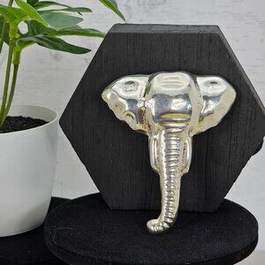 Vtg Large MEXICO 925 Sterling Silver Elephant Head Brooch Pin Signed 3" Oxidized